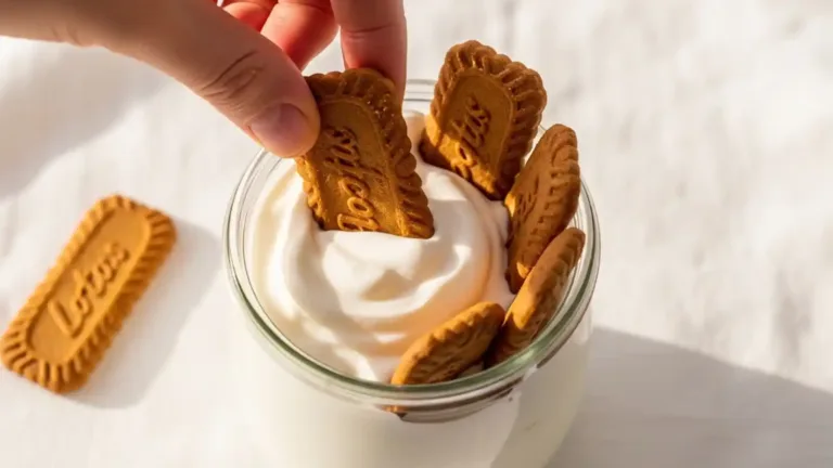 Cheesecake japonais 2 ingrédients dans un pot en verre - yaourt grec et biscuits Biscoff