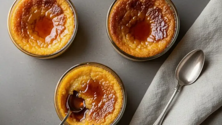Pouding chômeur cœur coulant à l'érable servi en ramequins individuels, sauce érable dorée qui remonte - recette québécoise facile