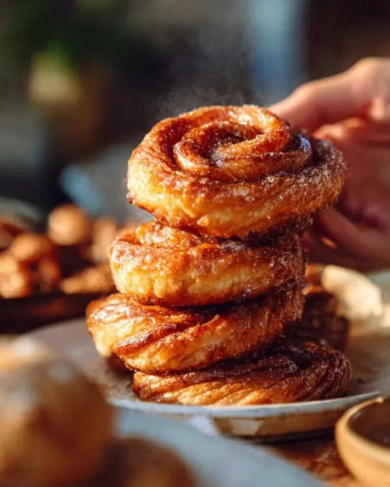 Brioches à la cannelle néerlandaises dorées et moelleuses sur un plateau