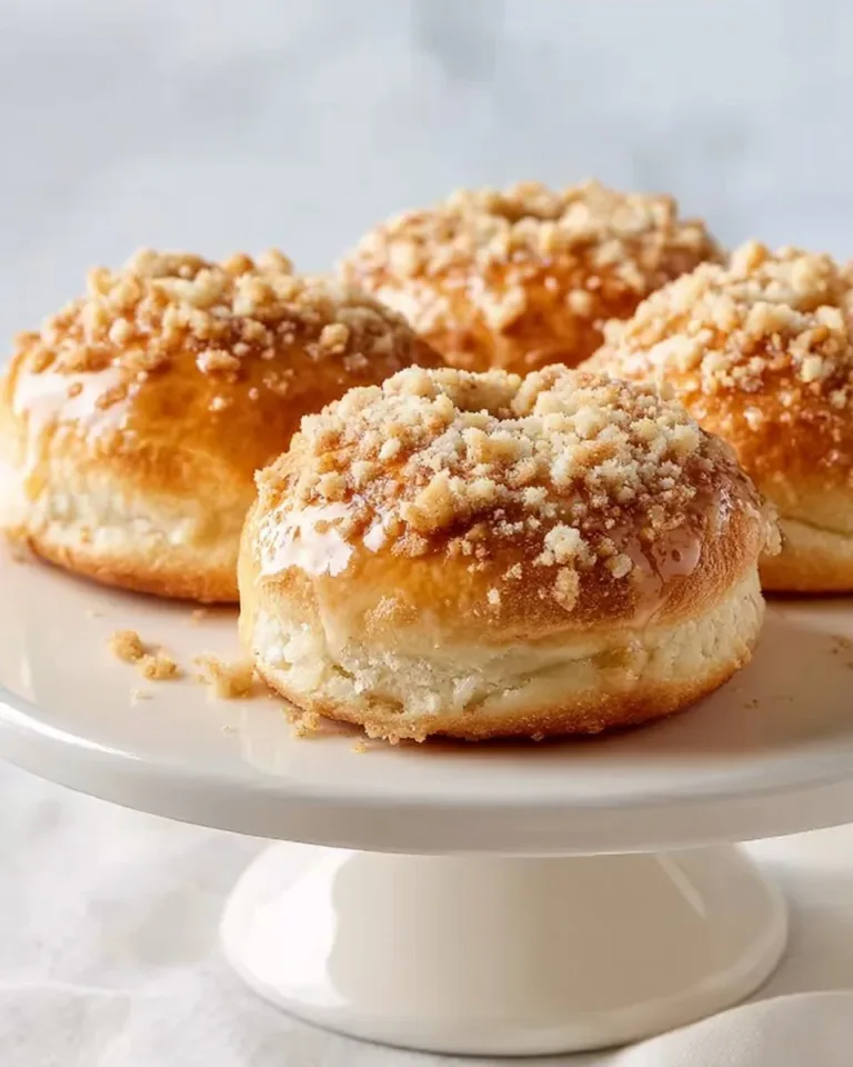 Buns aux pommes garnis de cheesecake et recouverts de streusel croustillant