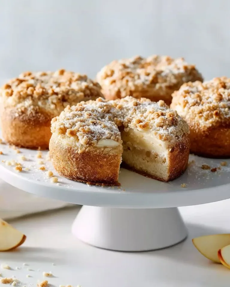 Buns Streusel au Fromage de Pomme fraîchement cuits sur une table en bois