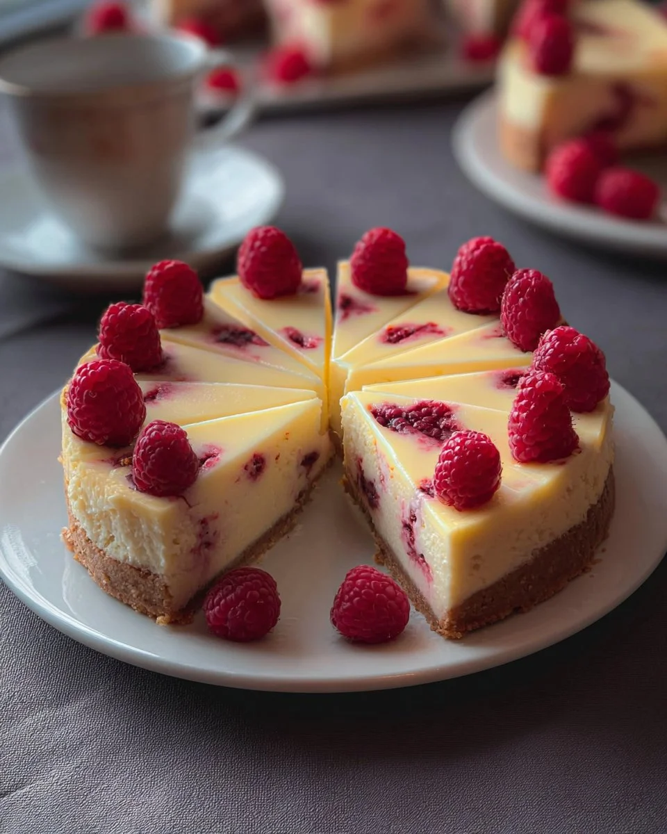 Cheesecake au chocolat blanc et framboises