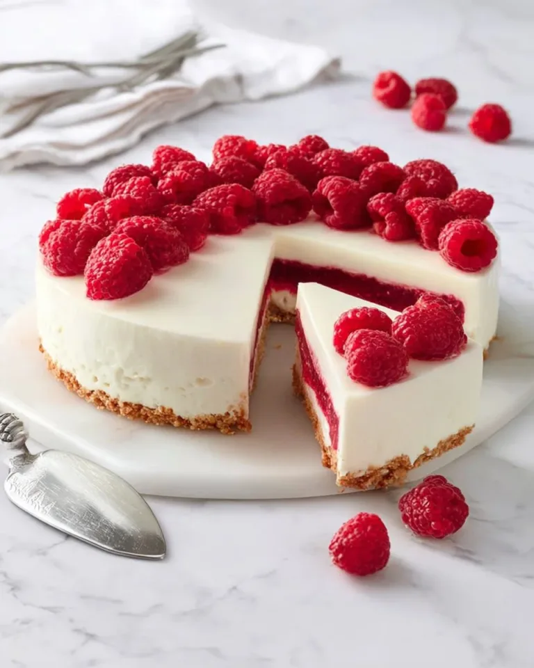 Cheesecake sans cuisson aux framboises, dessert frais et savoureux