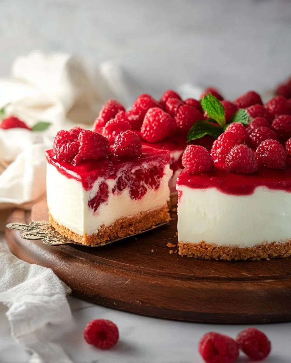 Cheesecake sans cuisson aux framboises