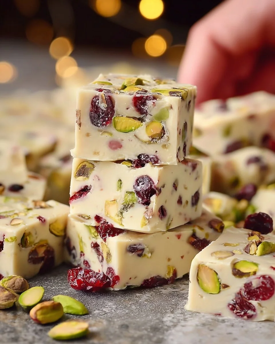 Fudge aux pistaches et canneberges