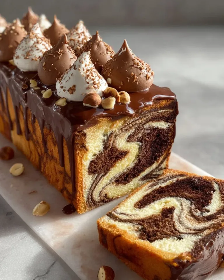 Gâteau Marbré au Chocolat au Lait avec une ganache riche et onctueuse