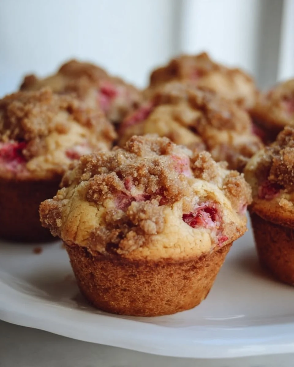 Muffins aux fraises et à la rhubarbe