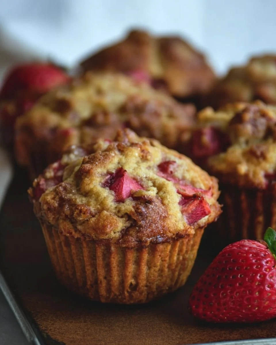 Muffins with Strawberries and Rhubarb