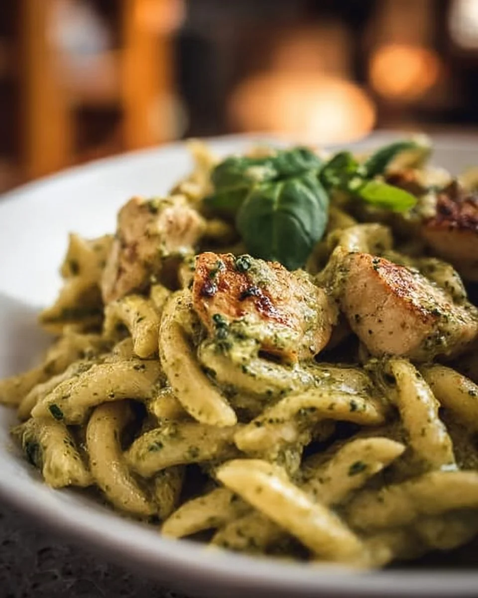 Pâtes au poulet et pesto