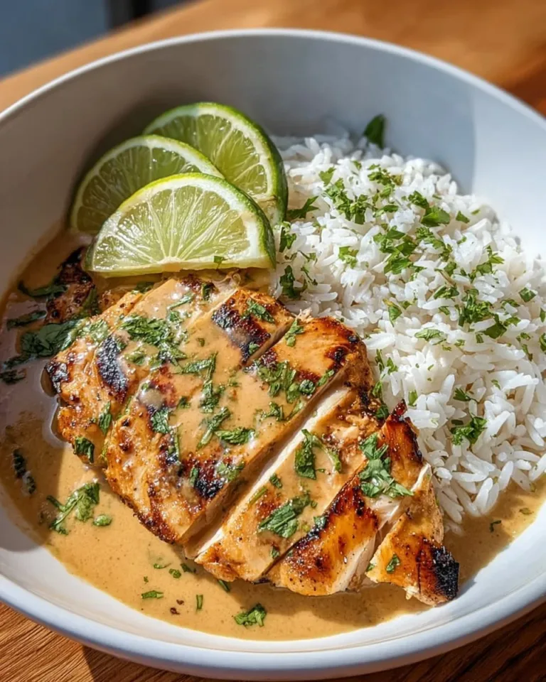 Recette de poulet exotique à la noix de coco et citron vert, un plat savoureux.