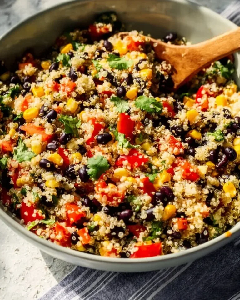 Salade de quinoa du sud-ouest avec légumes frais et vinaigrette