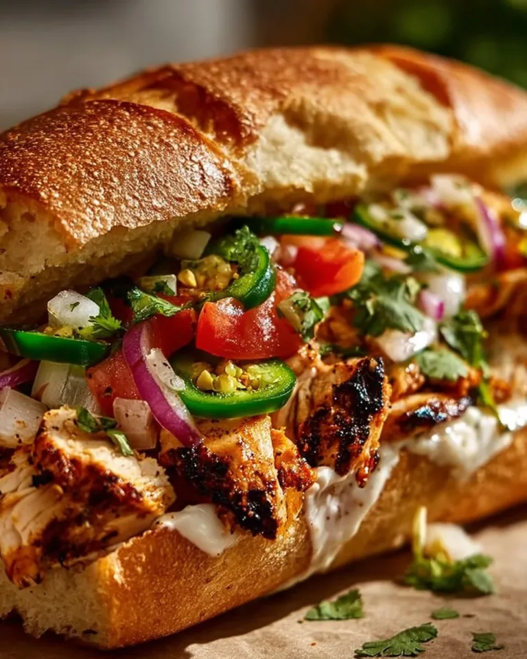 Sandwich Torta au poulet appétissant et coloré avec garnitures fraîches