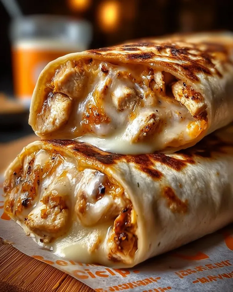 Wraps de poulet au fromage et à l'ail, délicieux et faciles à préparer.