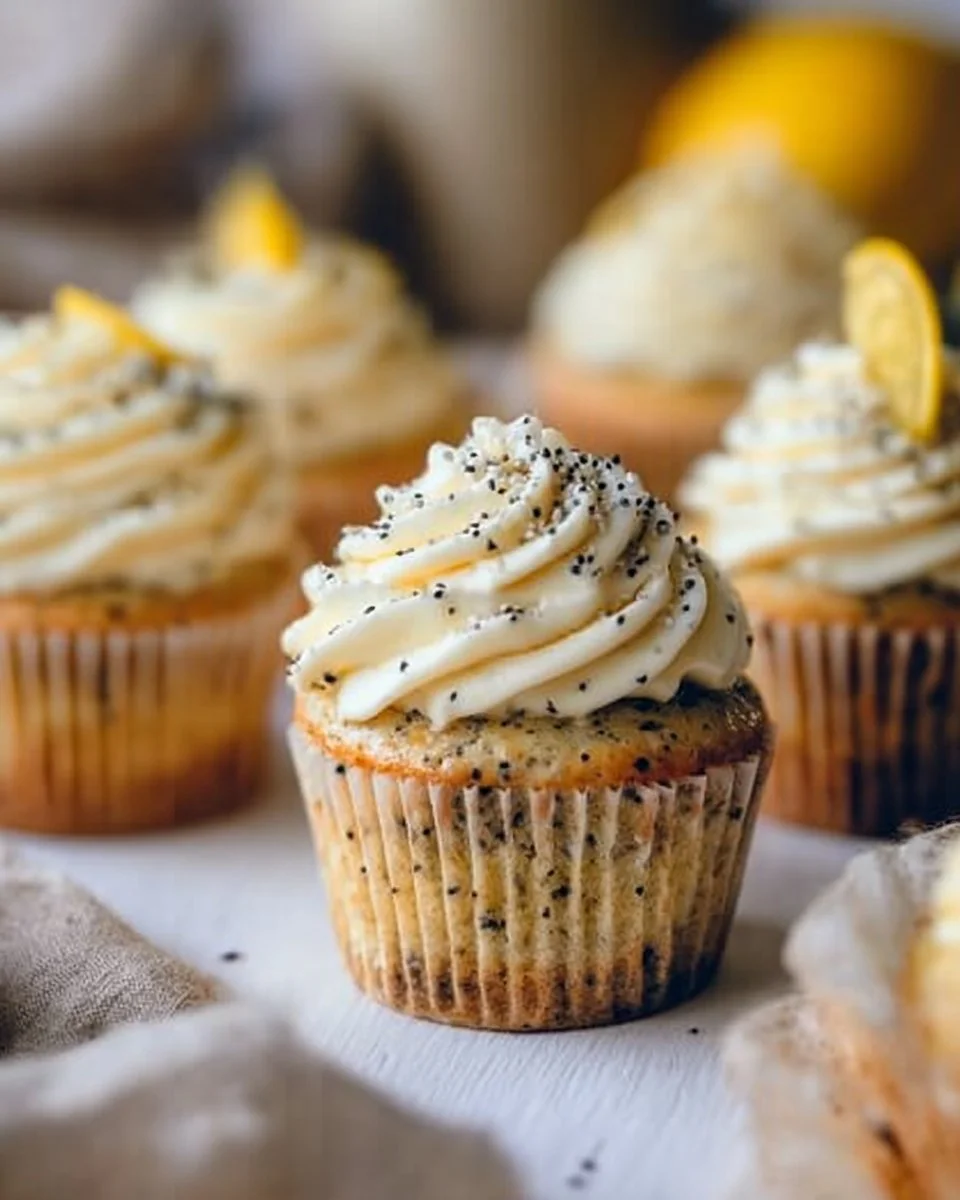 Cupcakes au citron et aux graines de pavot avec garniture de lemon curd