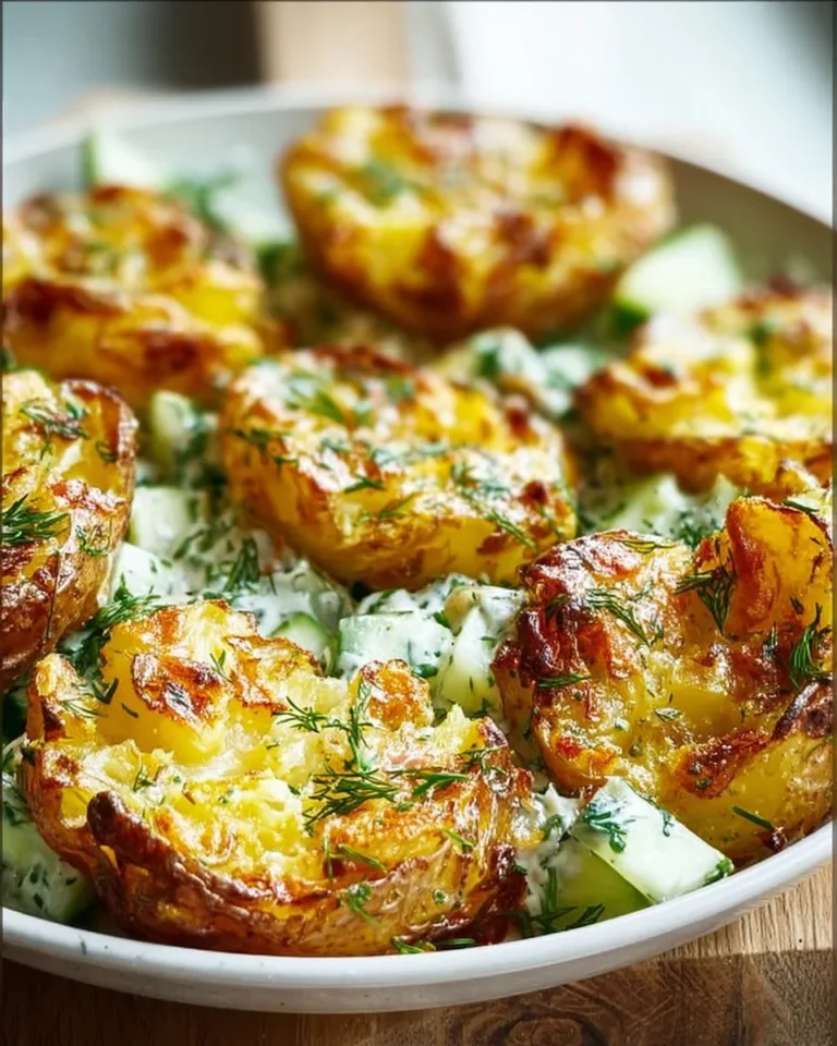 Pommes de Terre écrasées au four, croustillantes et dorées