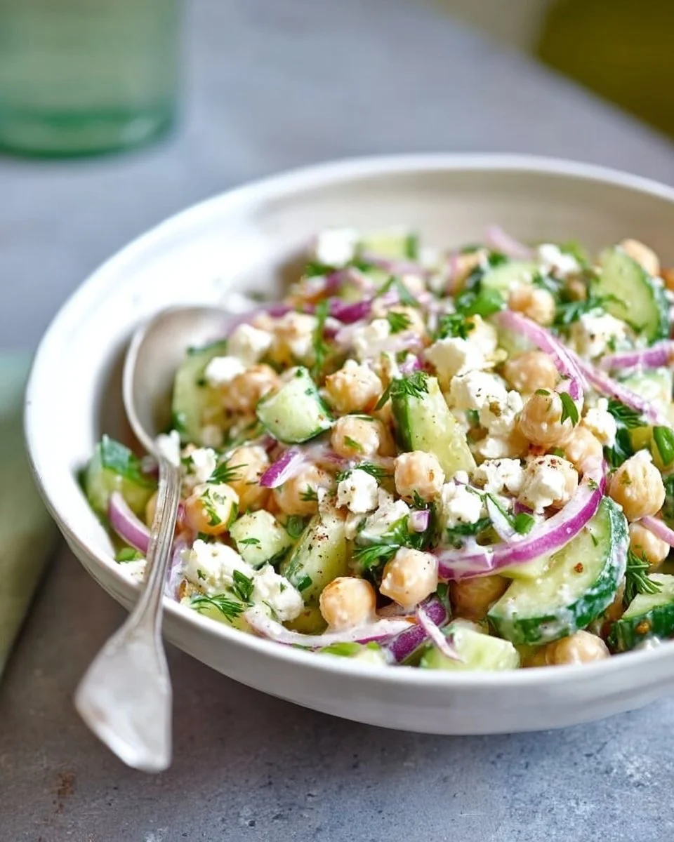 Salade de pois chiches, concombre et feta