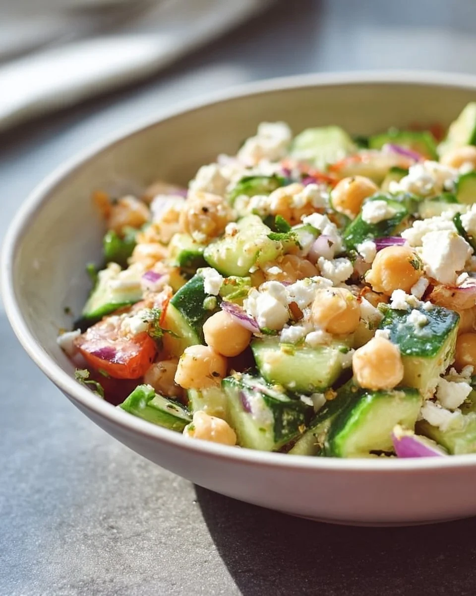 Salade de pois chiches, concombre et feta