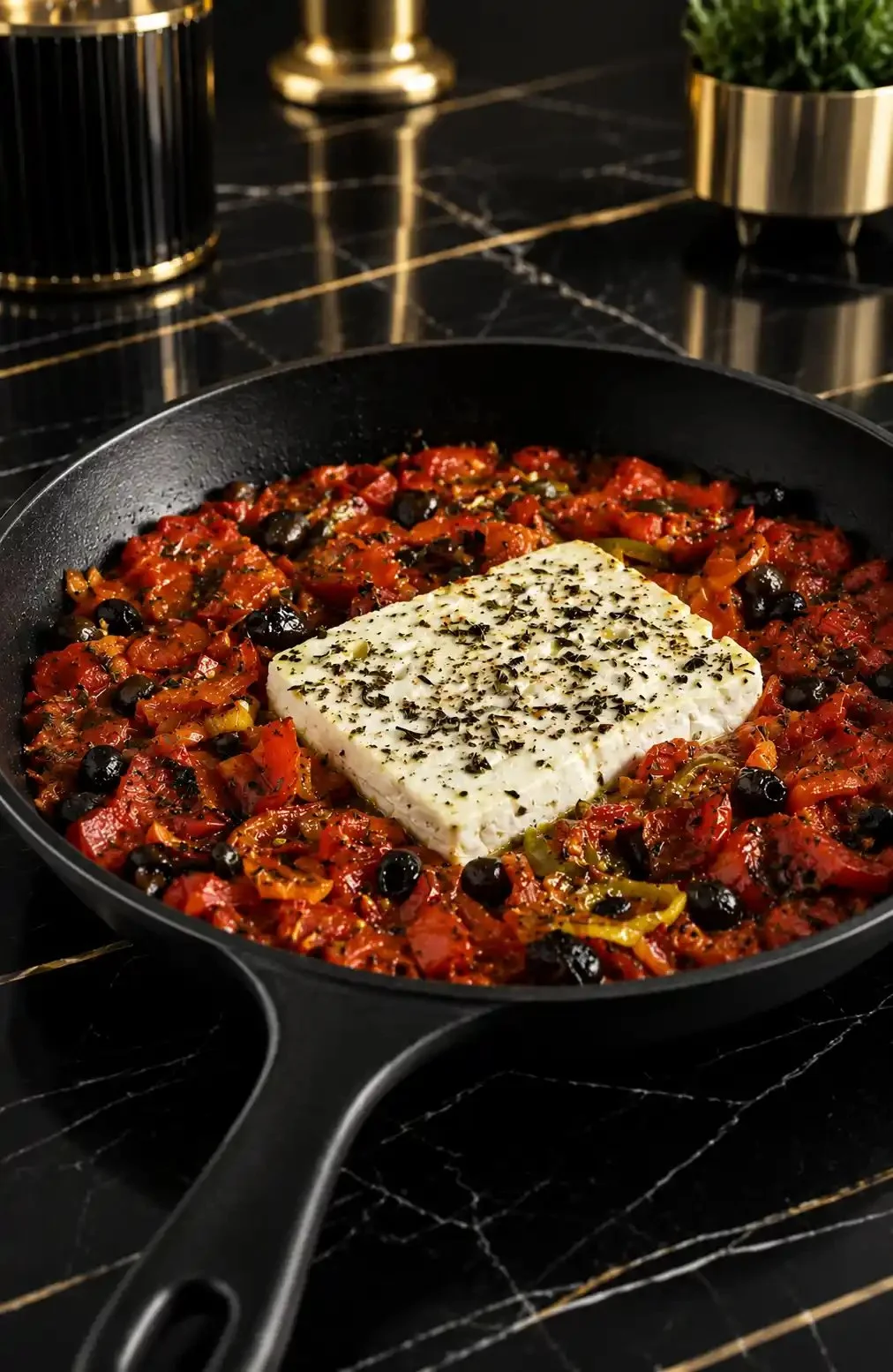 Sauté de tomates et poivrons à la feta
