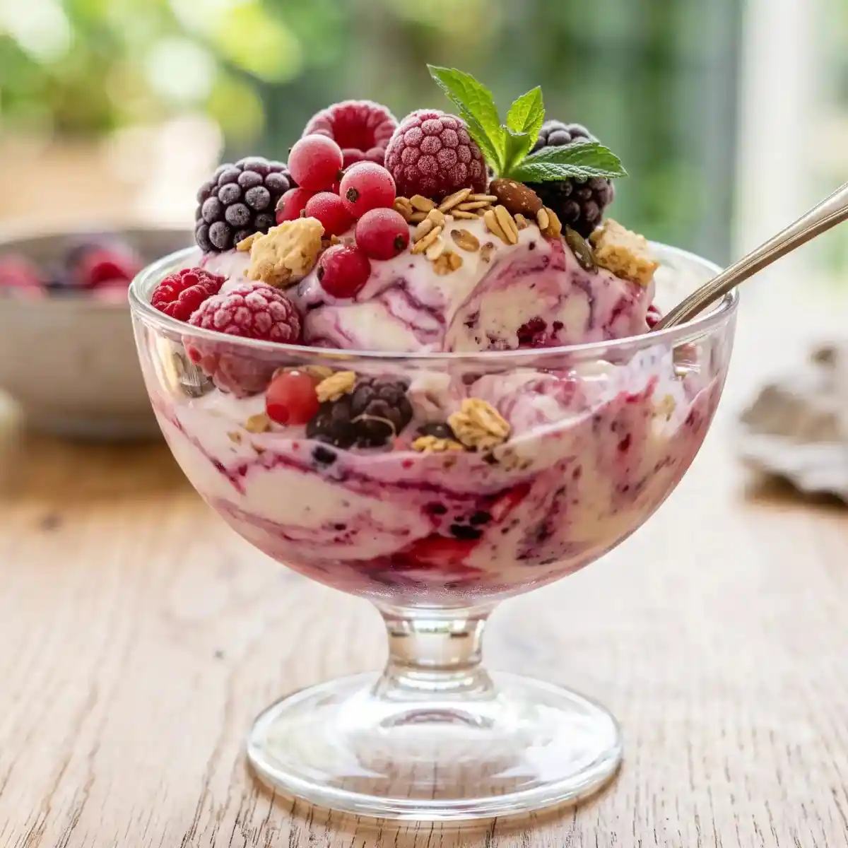 Glace minute au fromage blanc et aux fruits rouges